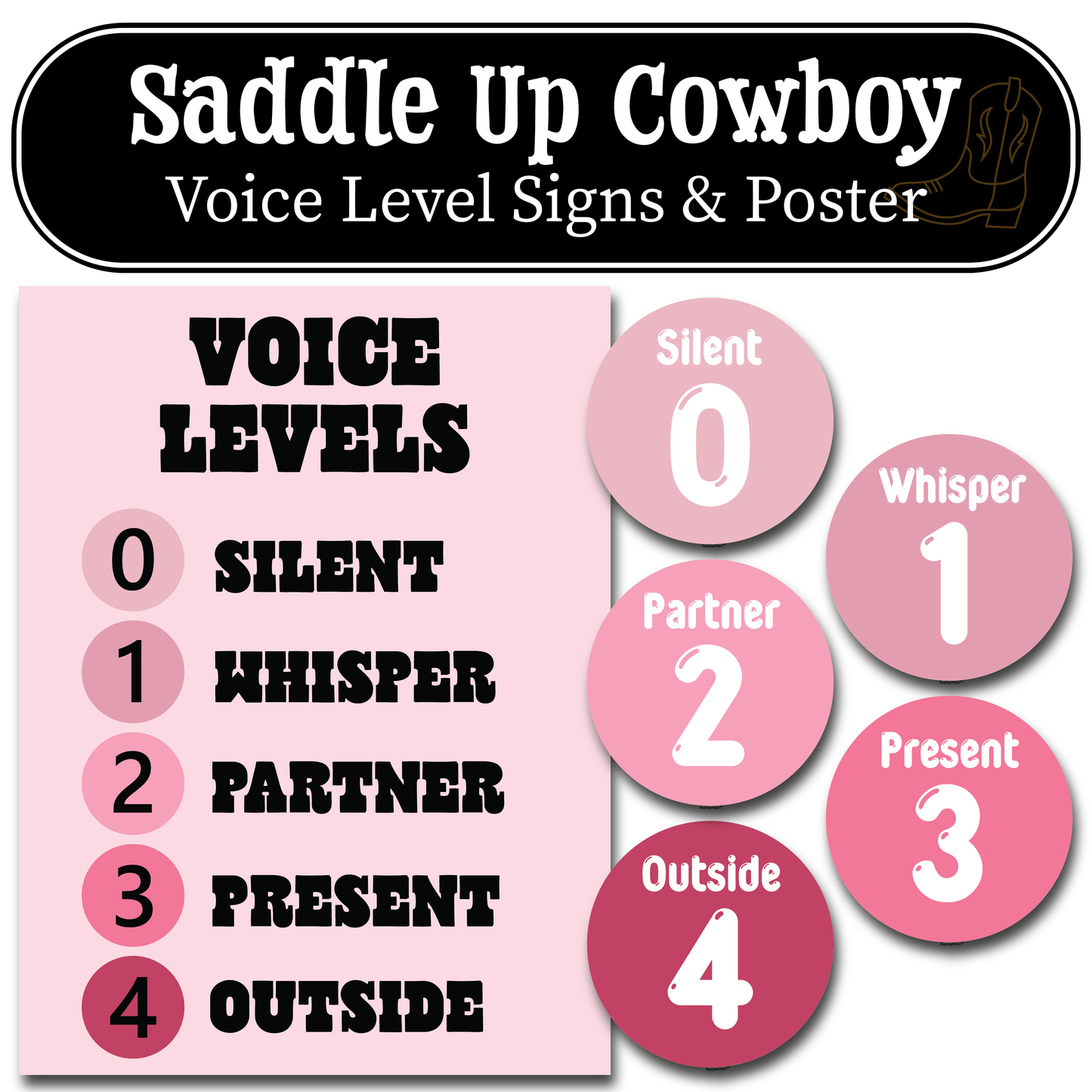 Saddle Up Cowboy Voice Level Signs And Poster