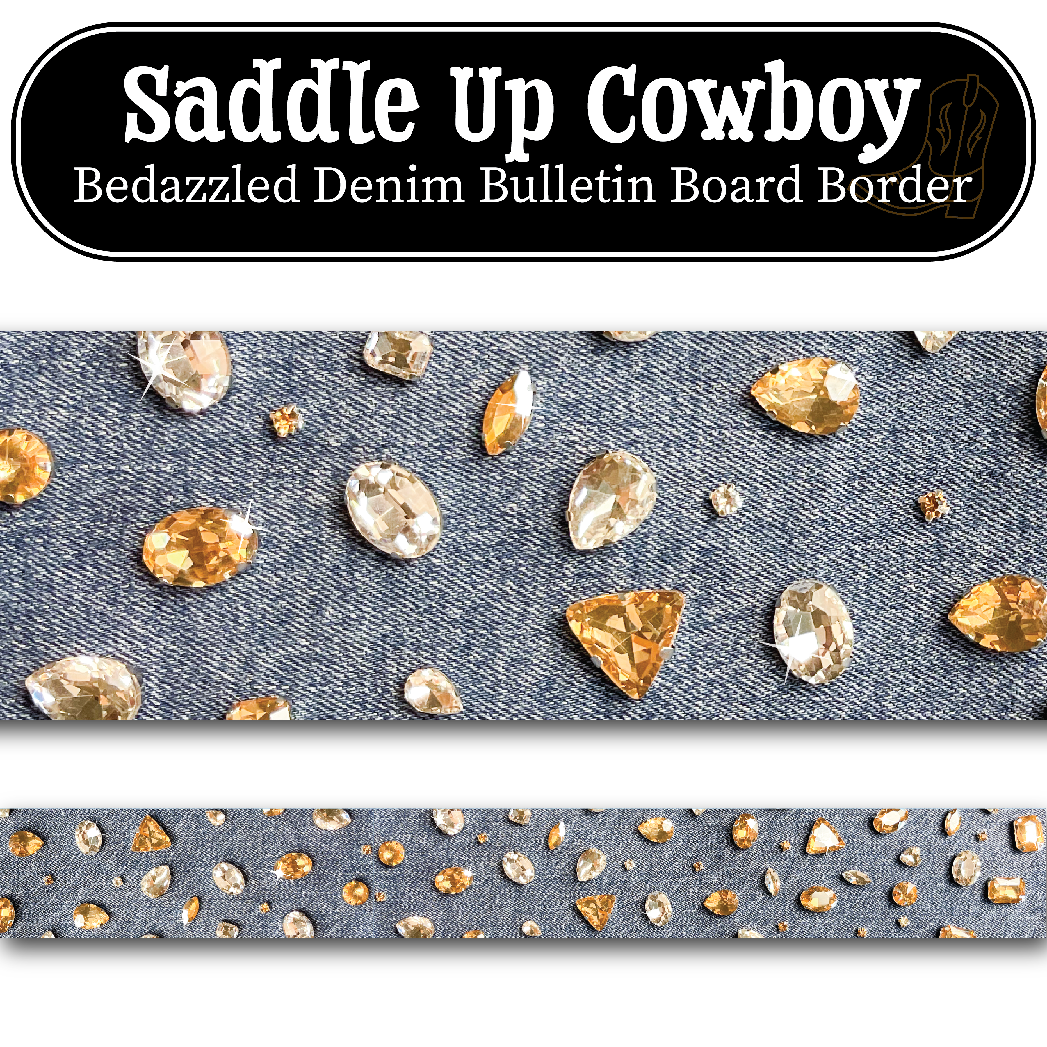 Bedazzled Denim Bulletin Board Border