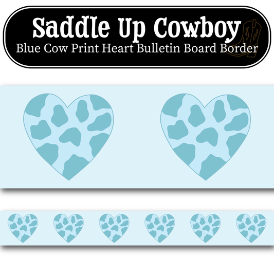Blue Cow Print Heart Bulletin Board Border