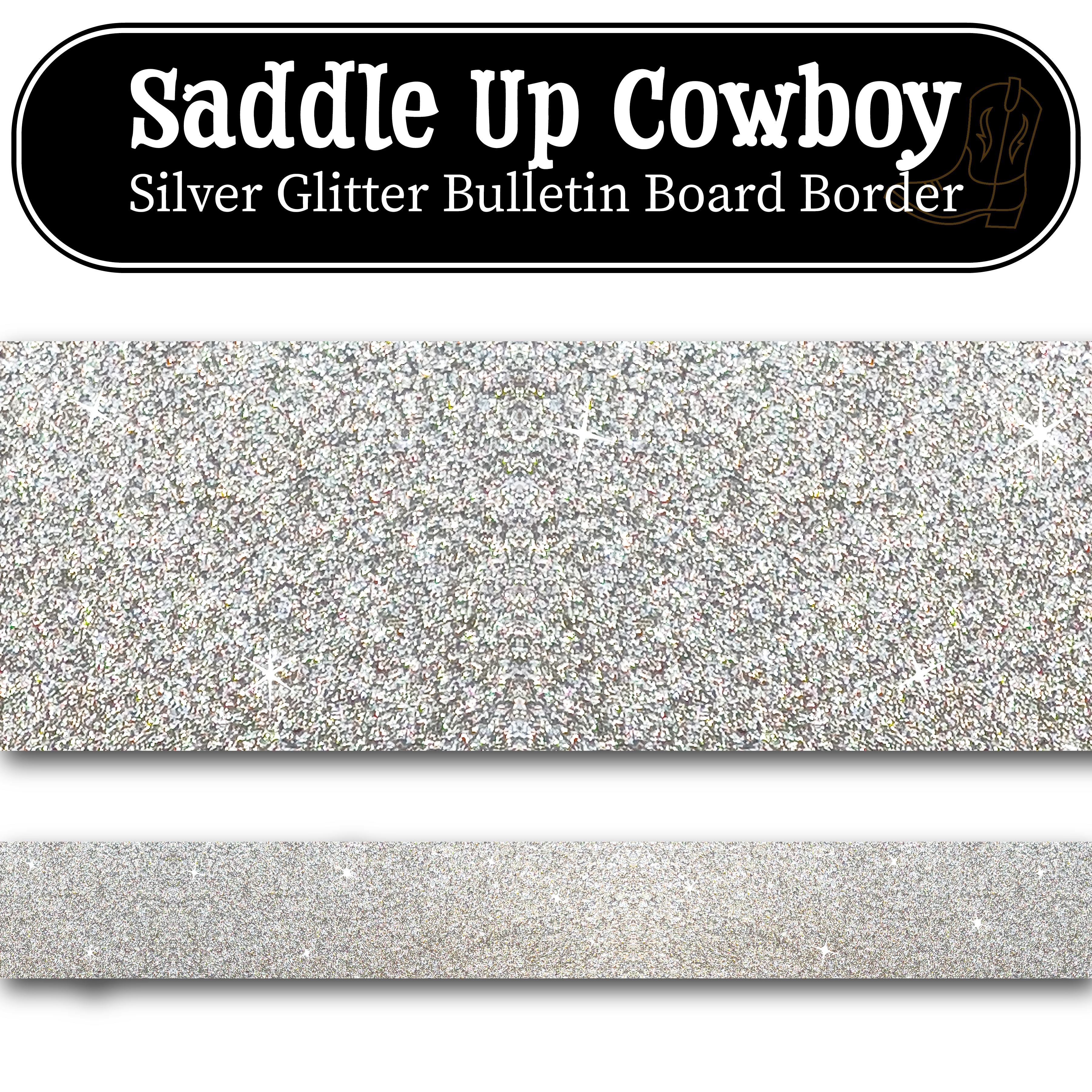 Silver Glitter Bulletin Board Border