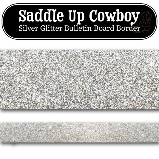 Silver Glitter Bulletin Board Border
