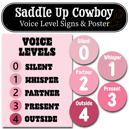 Saddle Up Cowboy Voice Level Signs And Poster